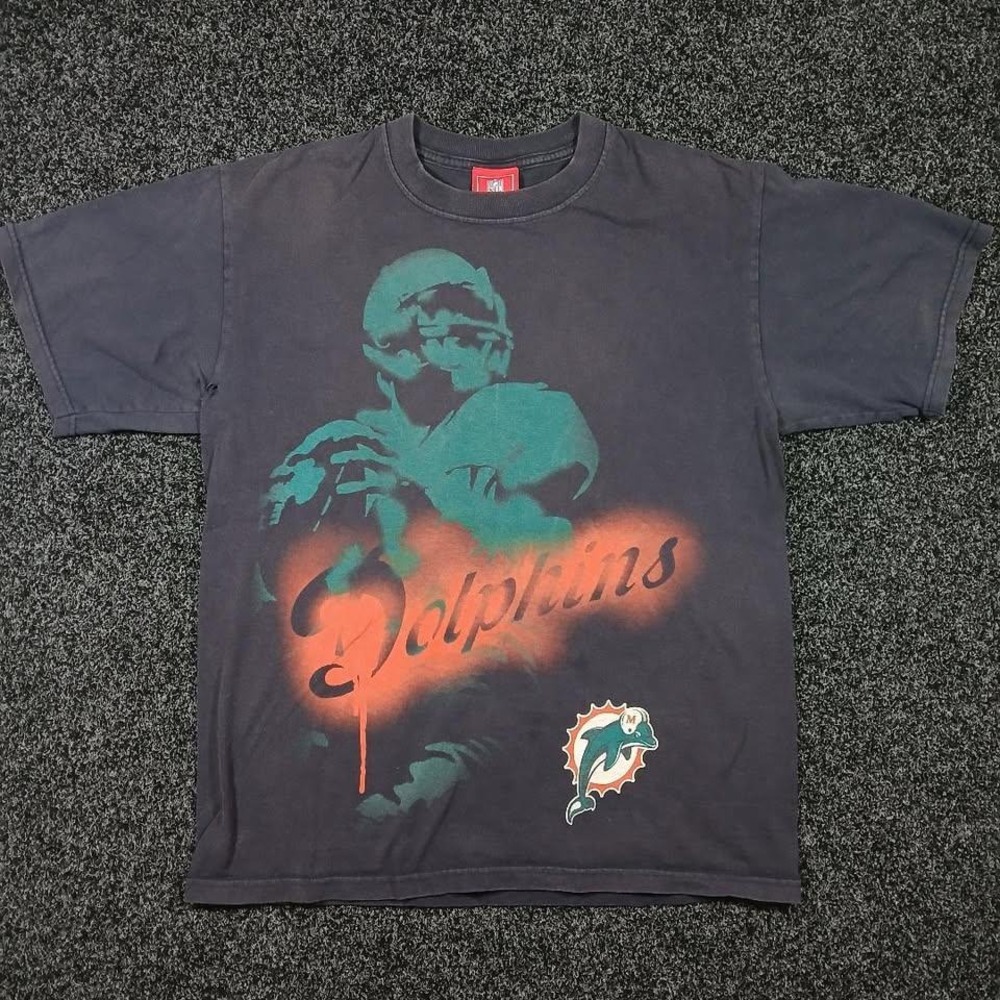 Vintage NFL Miami Dolphins Shadow Graphc T-Shirt Medium